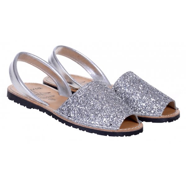  Sandale Dama Piele Avarca Glitter Argintii